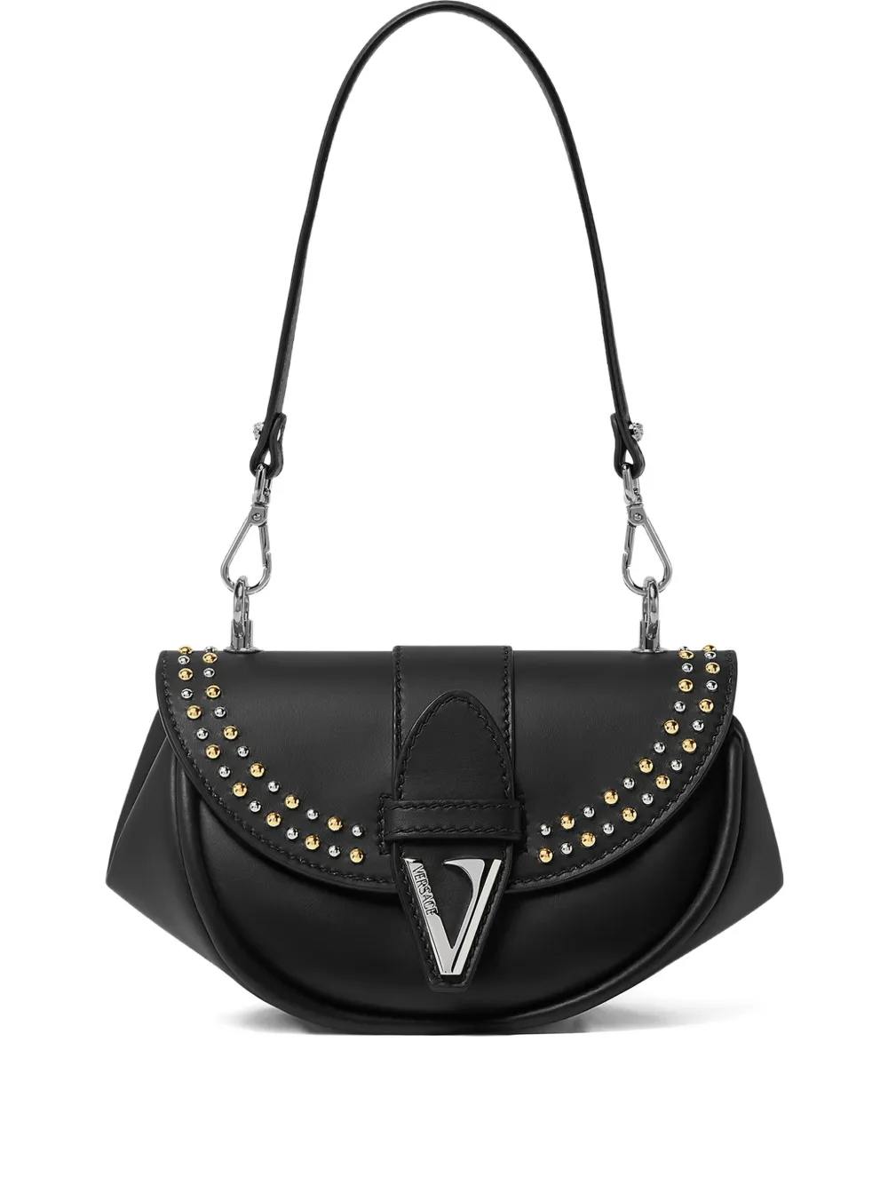 Versace Borsa a spalla Virtus con borchie - Nero