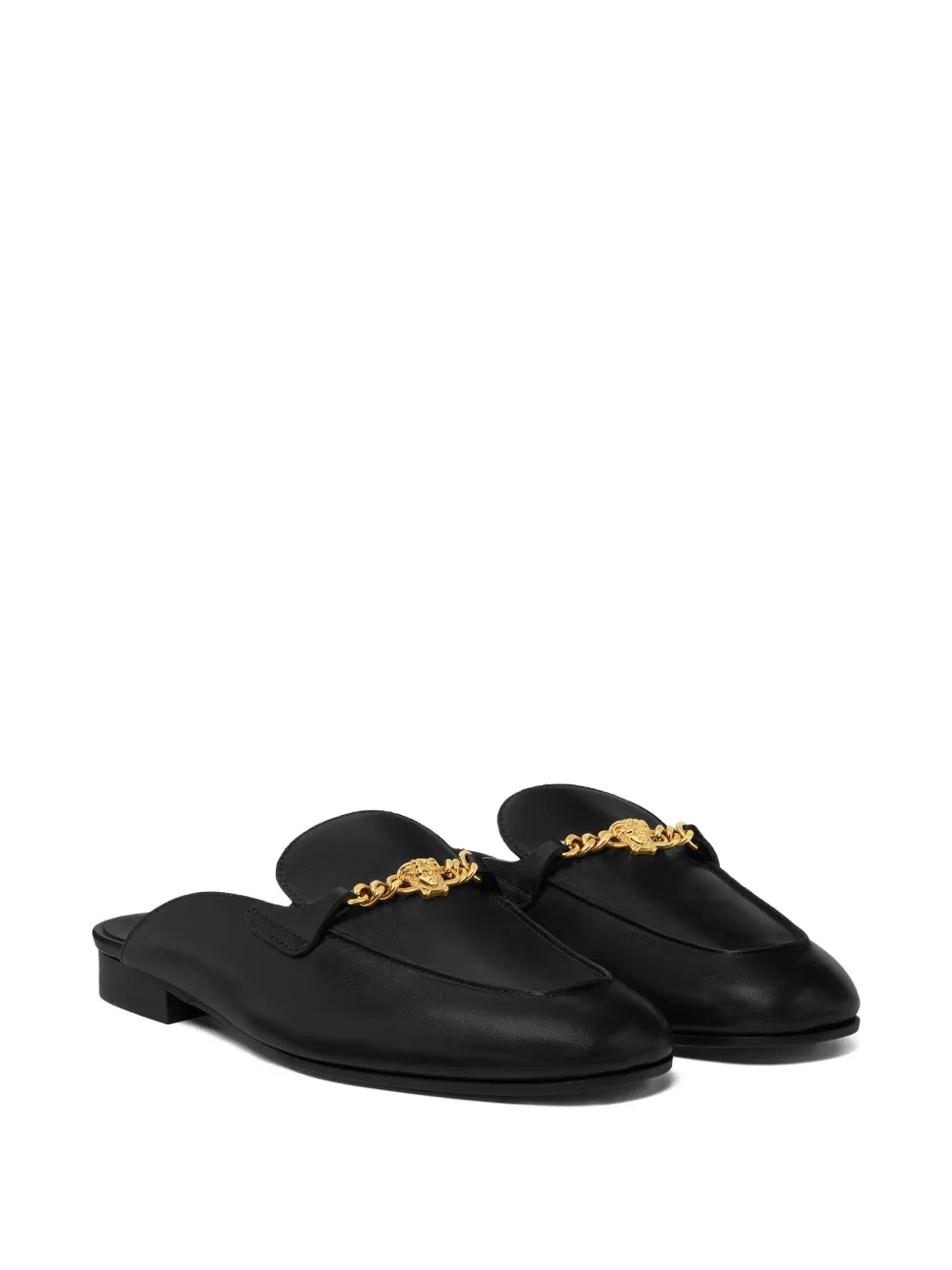 Versace Medusa Leather Mules In Black