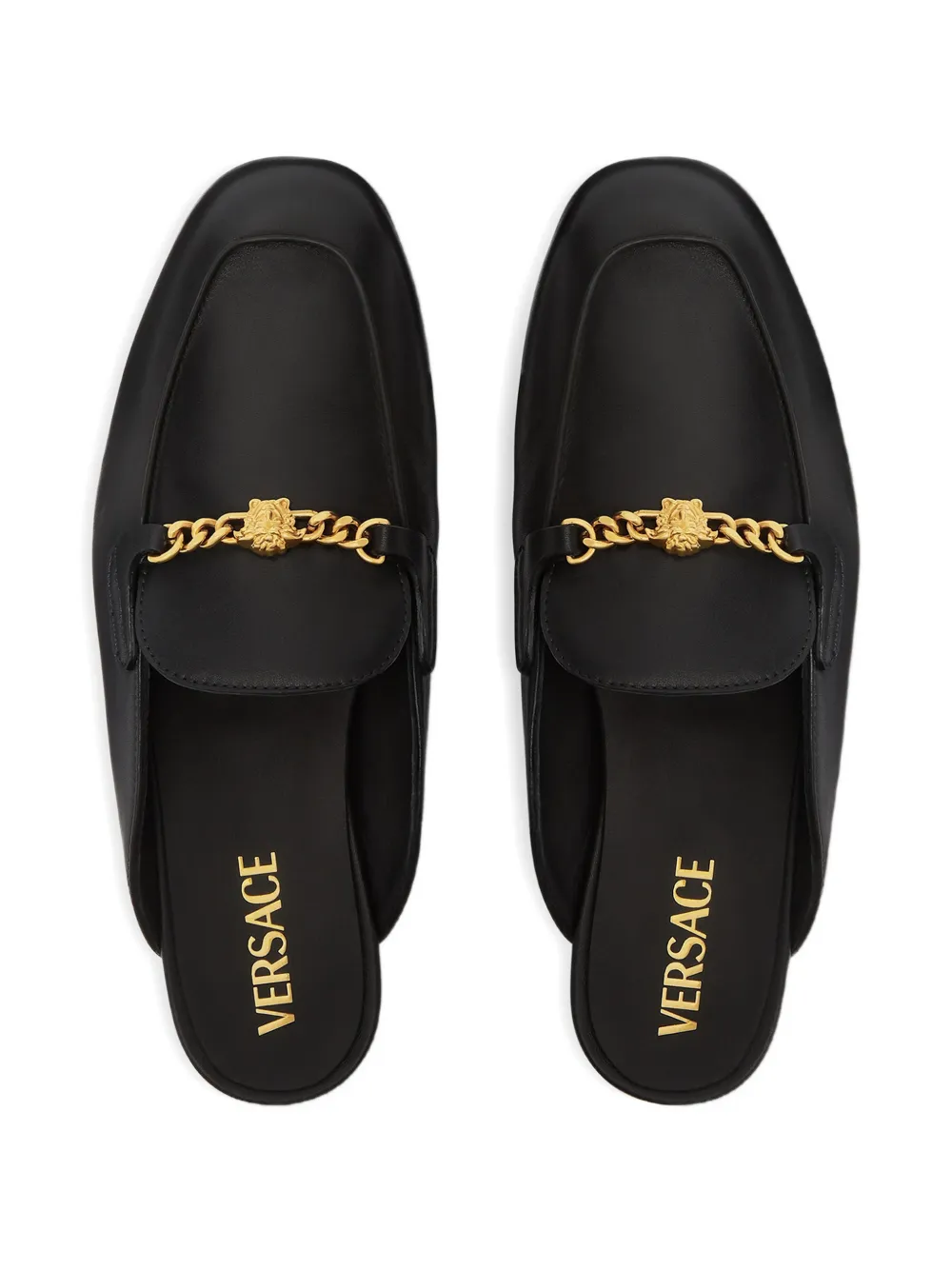 Versace Medusa Leather Mules In Black
