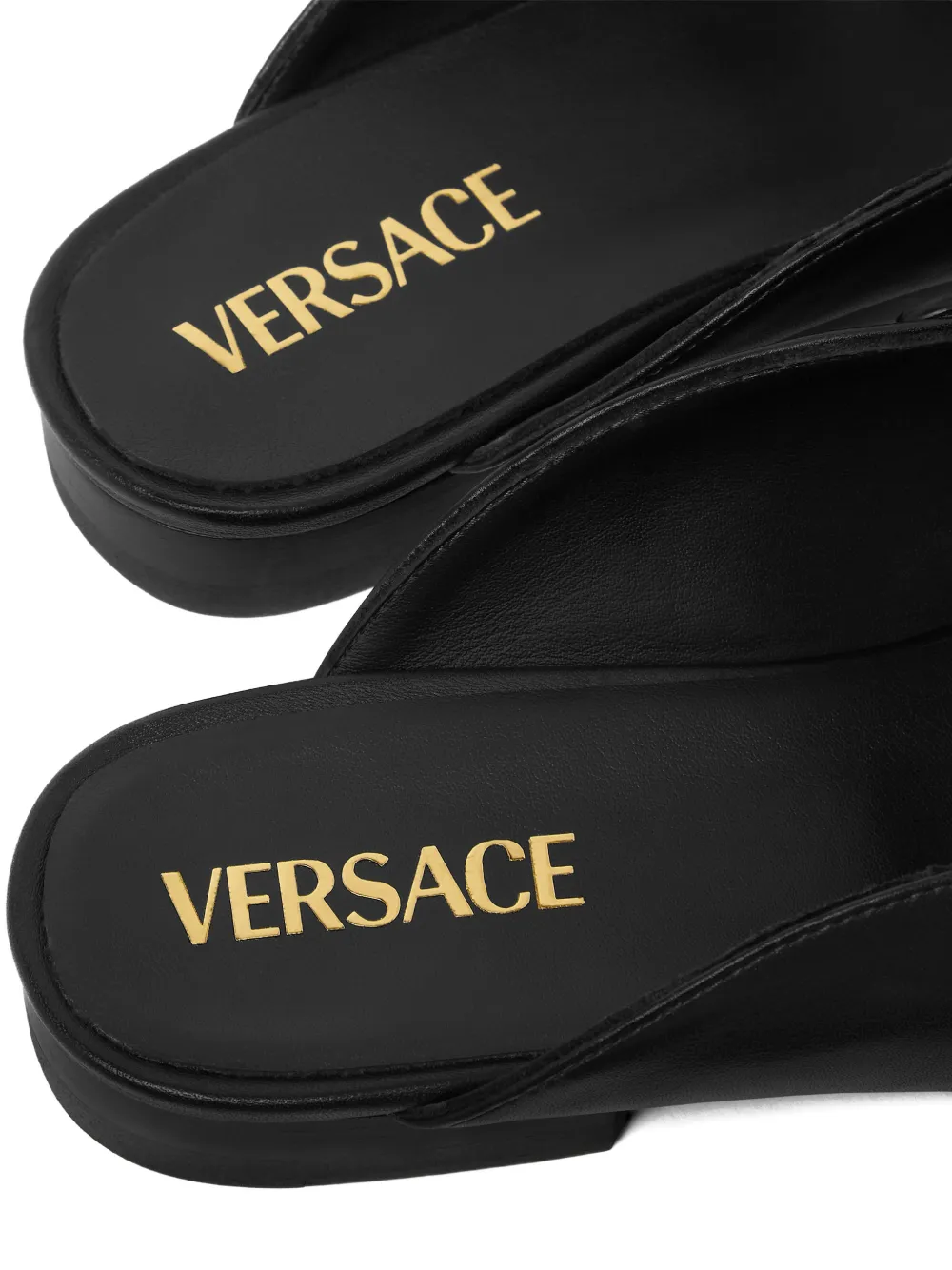 Versace Medusa Leather Mules In Black