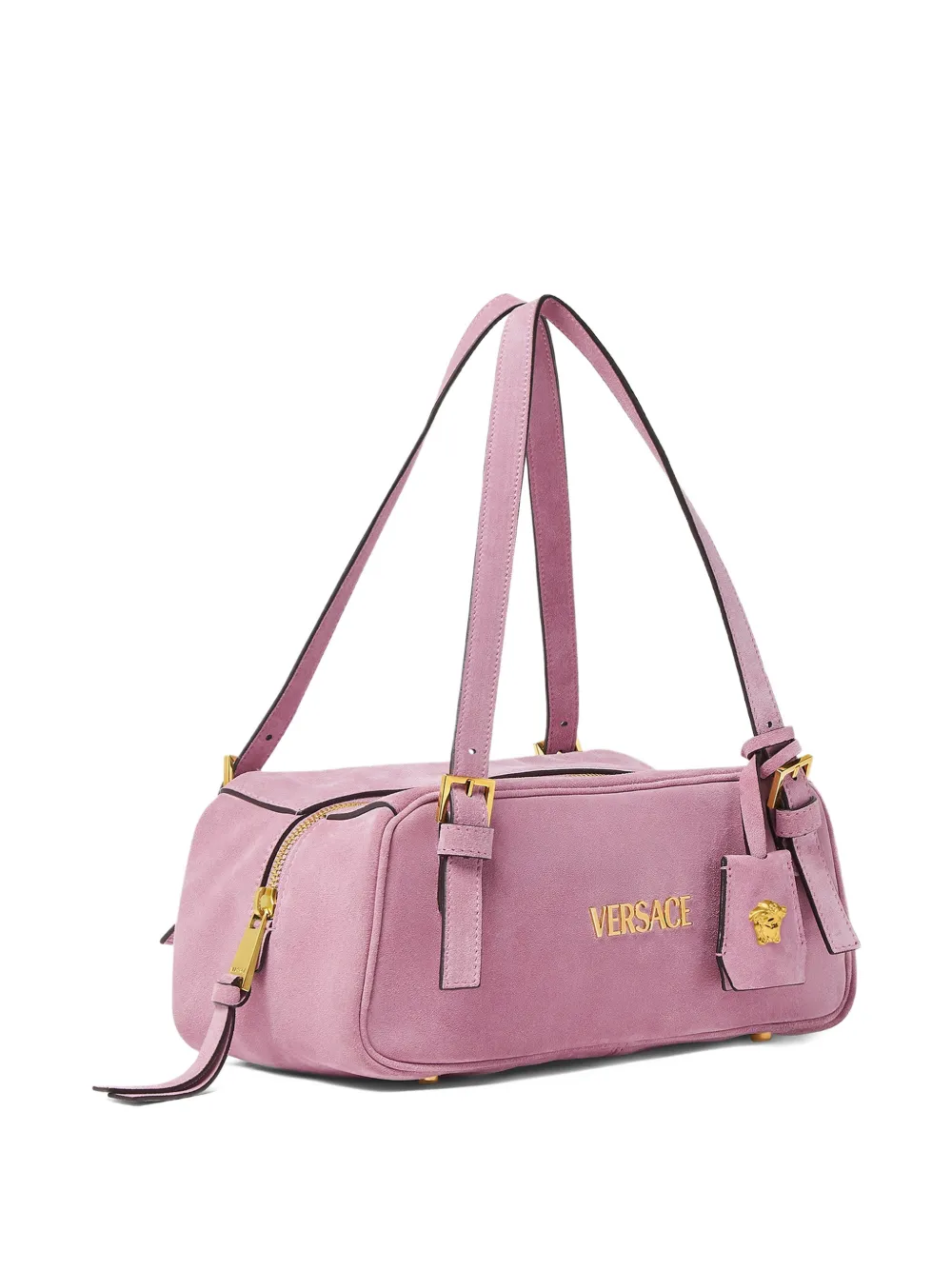 Versace Tag Bowling Shoulder Bag In Pink