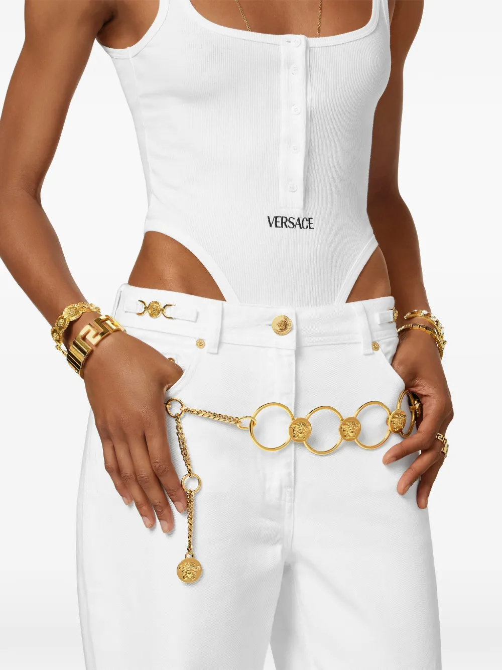 Versace Medusa Chain Belt - Gold 