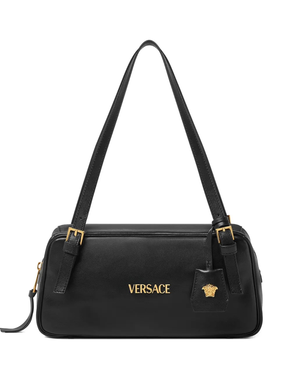 Versace Borsa a spalla con placca logo - Nero