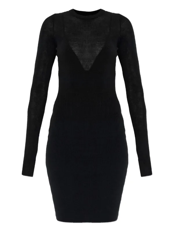 Versace Medusa-detail Long-Sleeve Mini Dress - Black