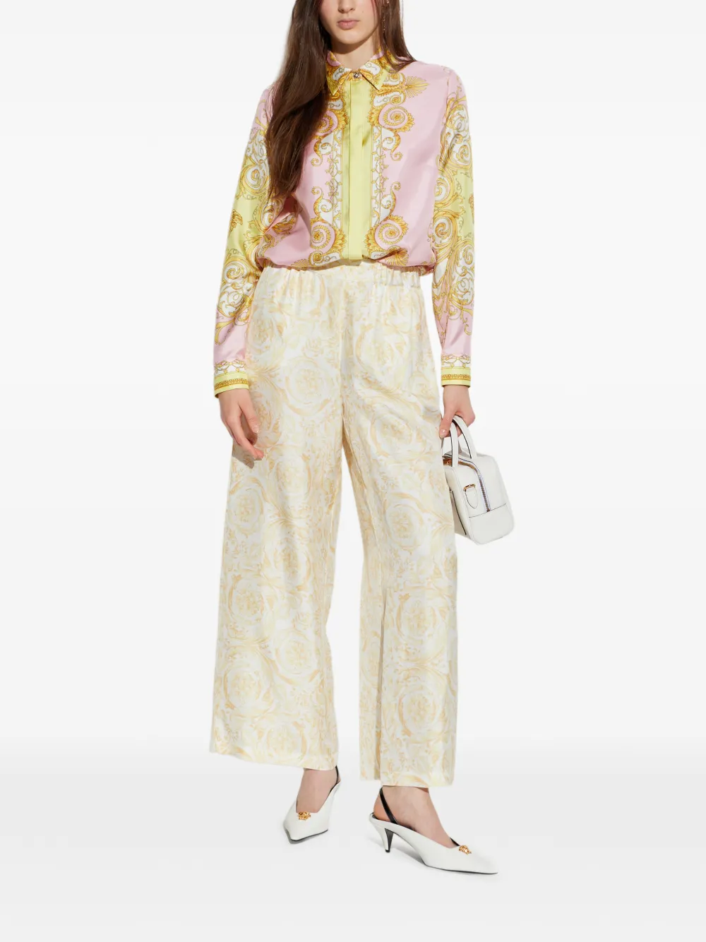 floral-patterned trousers
