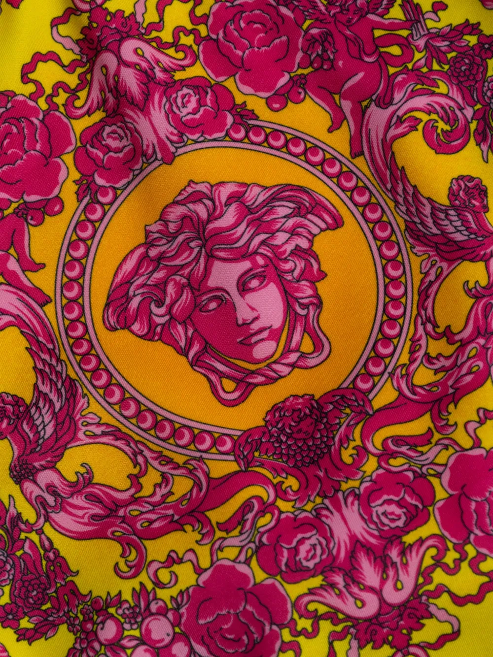 Versace Medusa-print Floral Swimsuit In Yellow