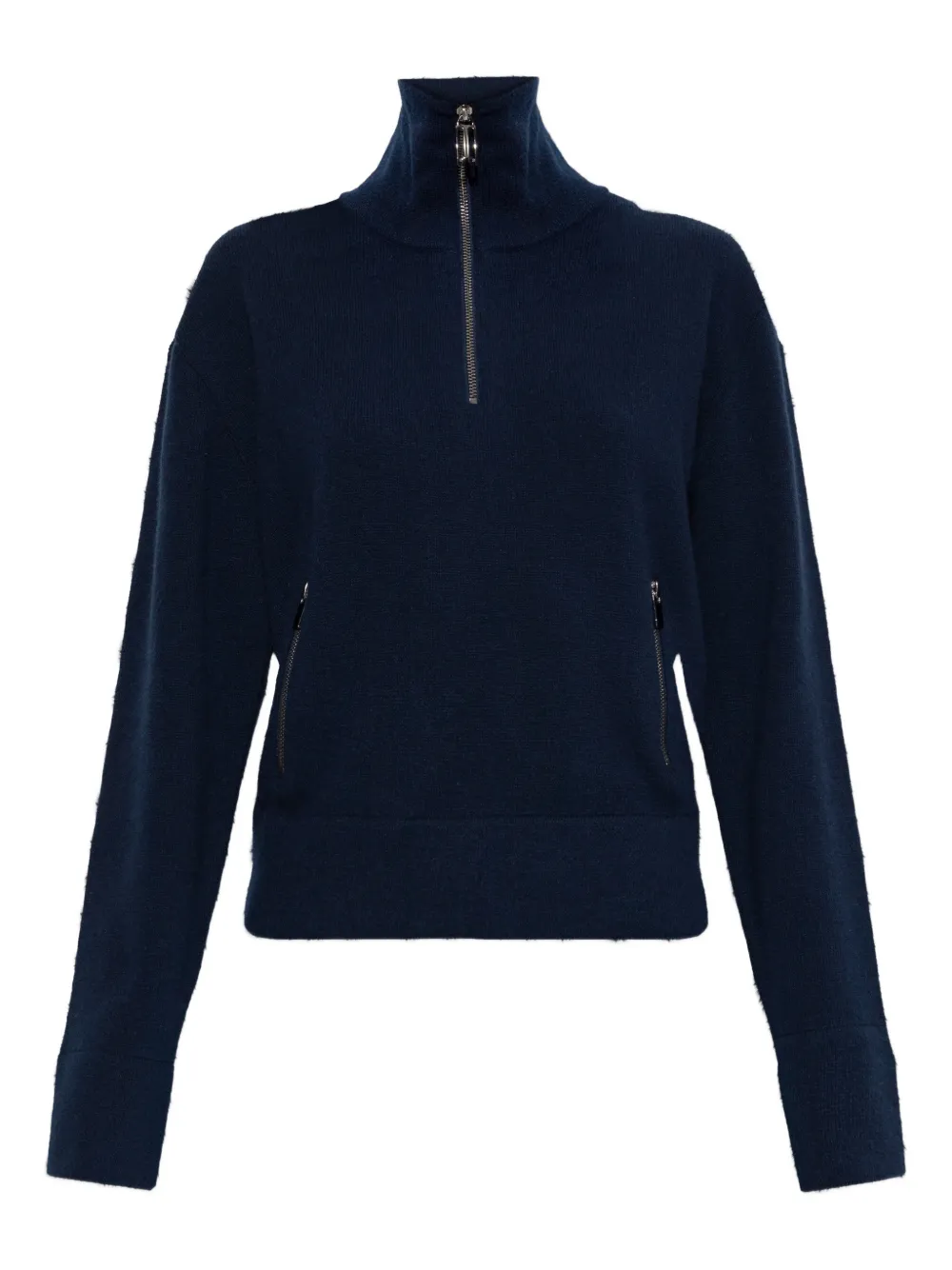 Victoria Beckham Half-zip Milano Sweater In Blue