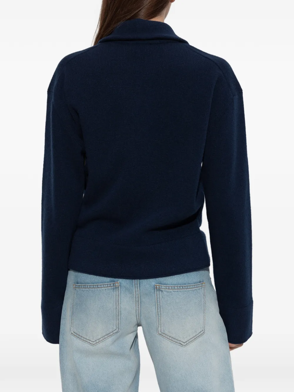 Victoria Beckham Half-zip Milano Sweater In Blue