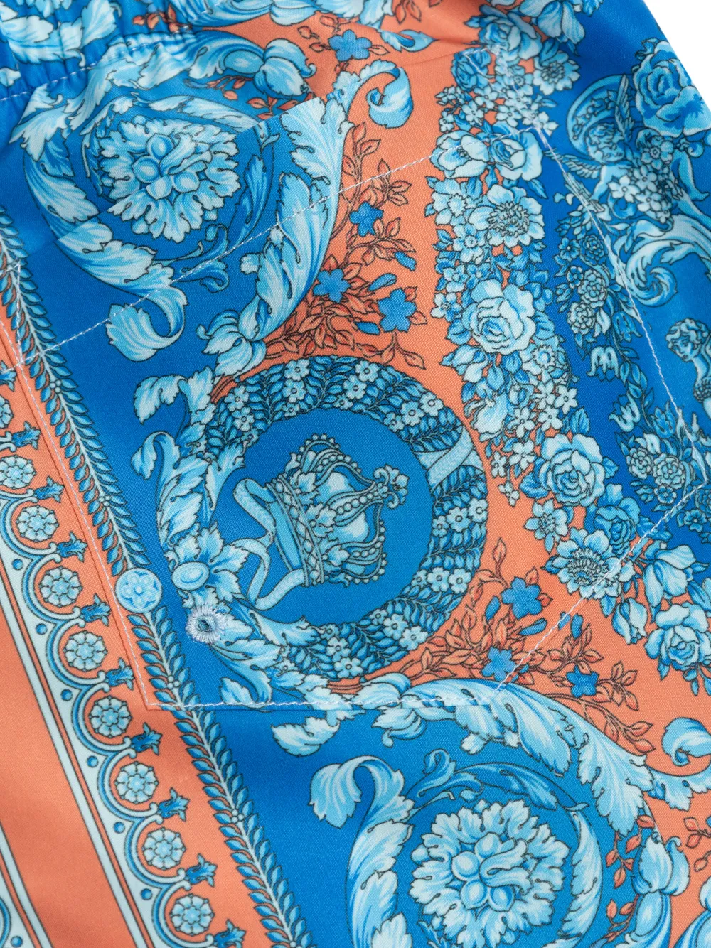 Versace Barocco Swim Trunks In Blue