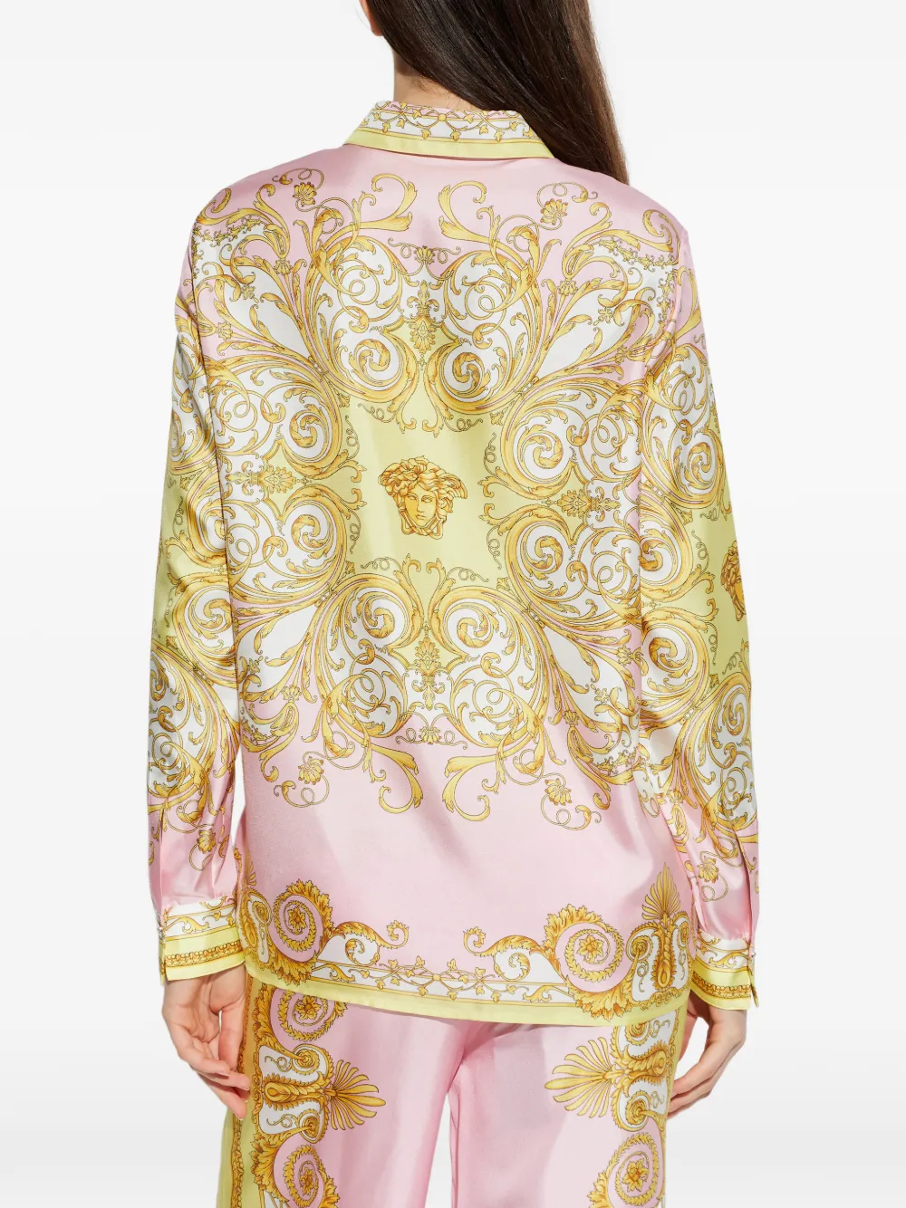 Versace Pattern-printed Long-sleeved Shirt In Pink