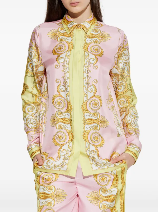 Versace Printed Silk Twill Shirt | Pink | FARFETCH