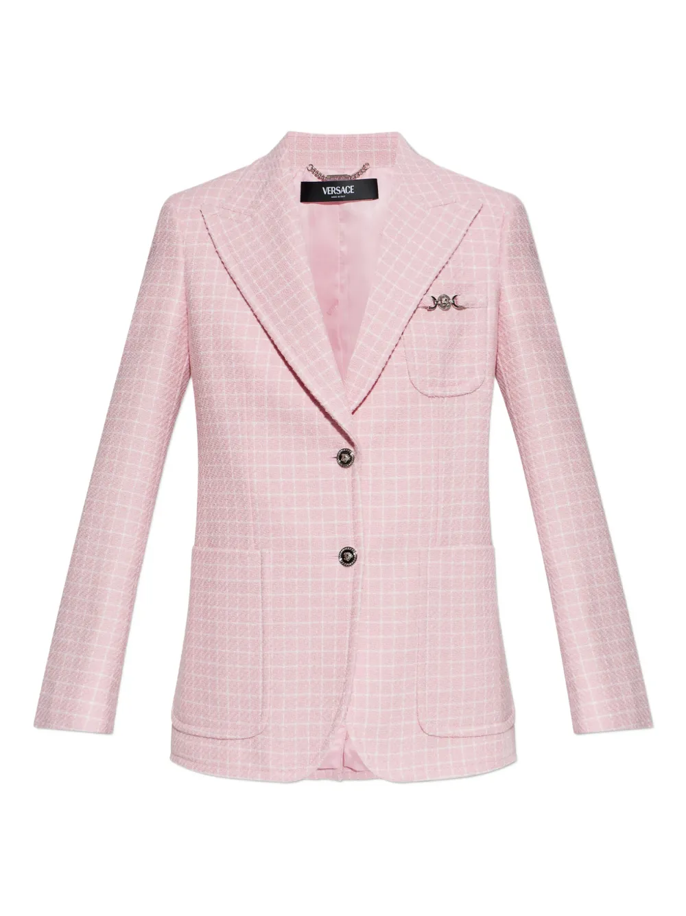 Versace Check-patterned Blazer In Pink
