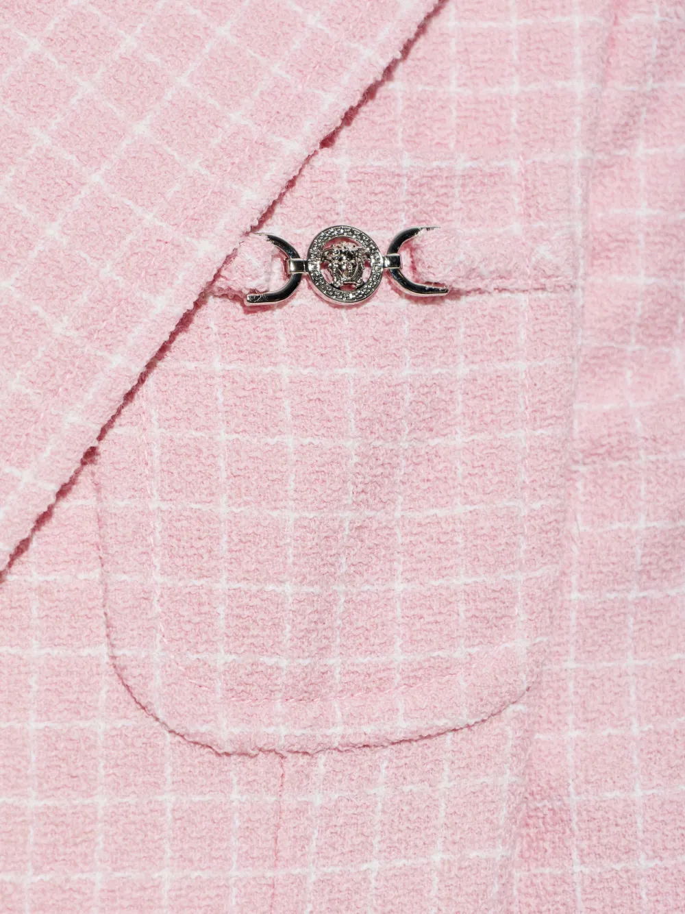 Versace Check-patterned Blazer In Pink