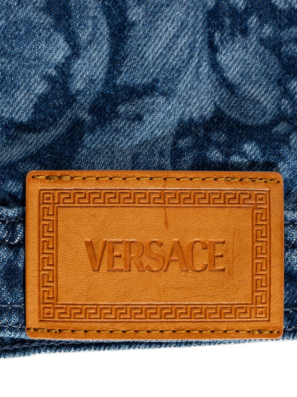 Versace Barocco Denim Jacket In Blue