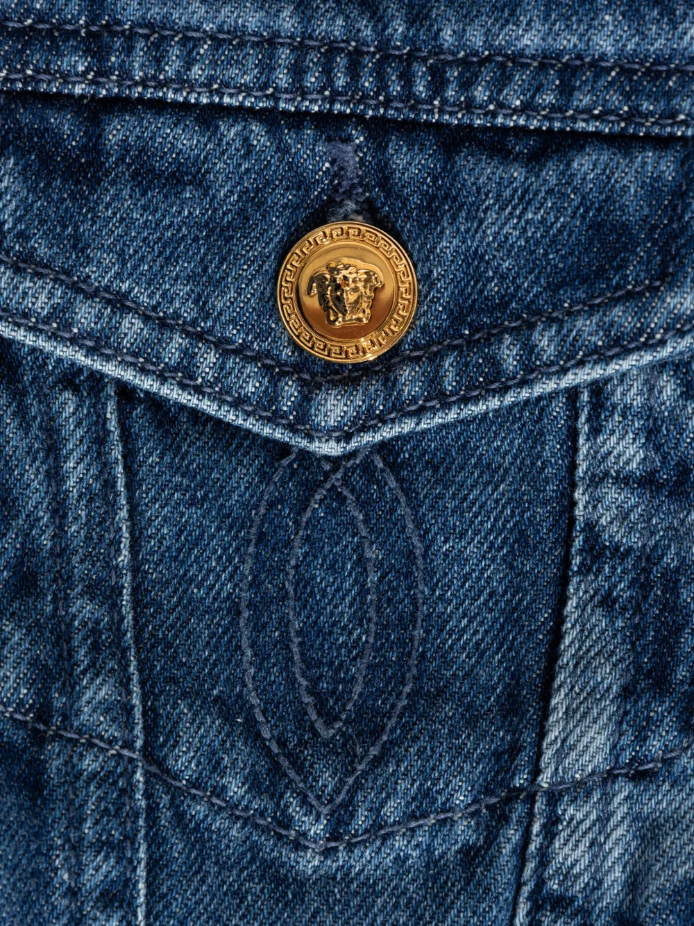 Versace Barocco Denim Jacket In Blue