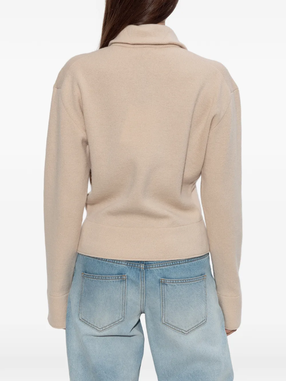 Victoria Beckham Half-zip Milano Sweater In Neutral