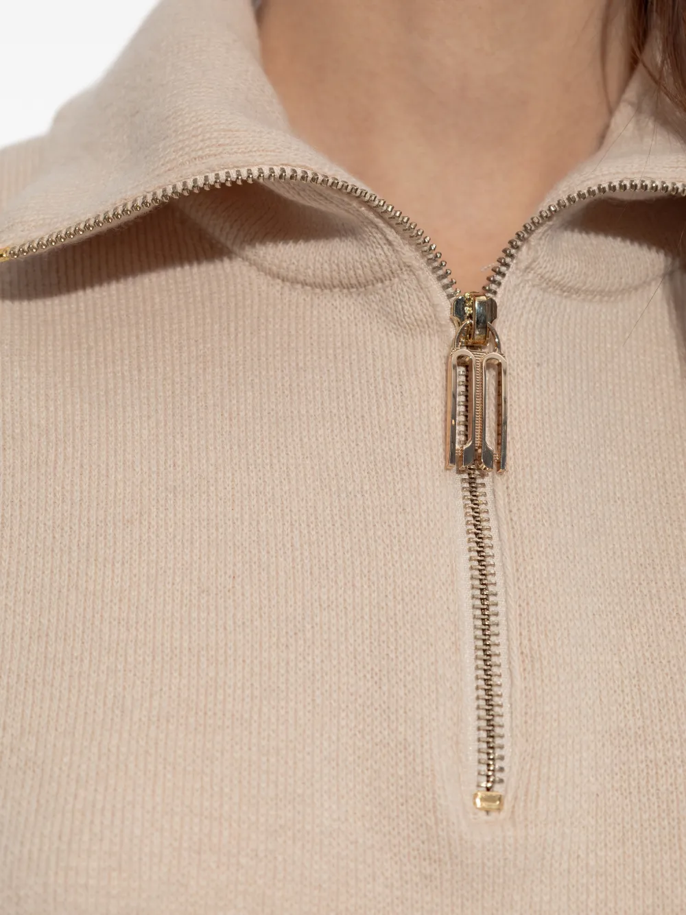 Victoria Beckham Half-zip Milano Sweater In Neutral