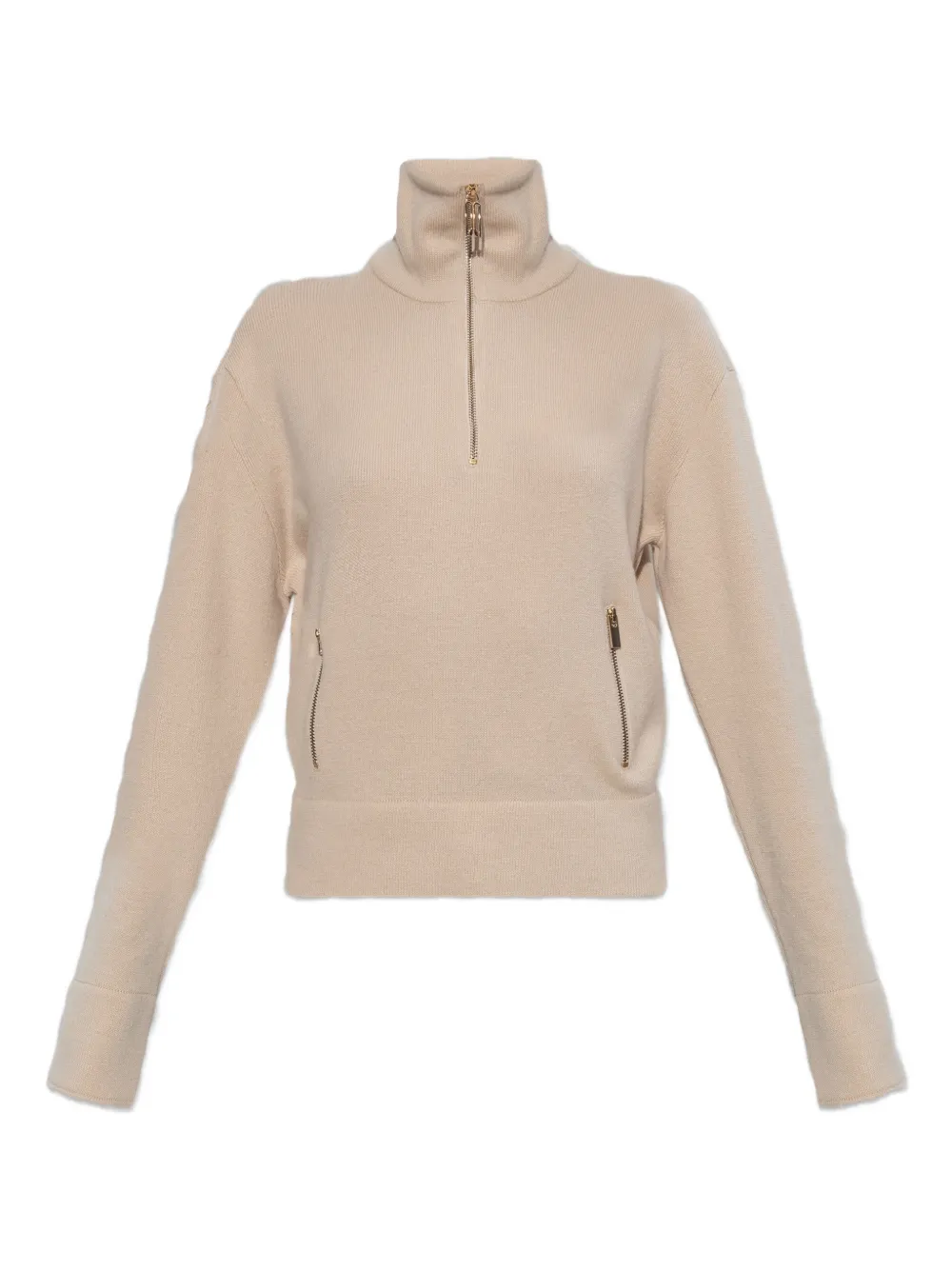 Victoria Beckham Half-zip Milano Sweater In Neutral