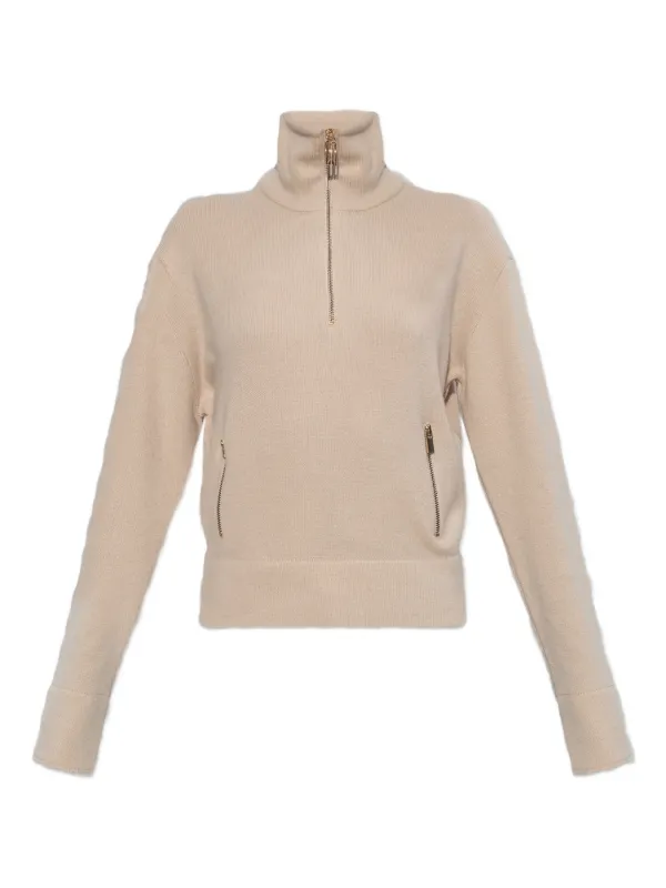 Victoria Beckham Half-zip Milano Sweater in Neutrals