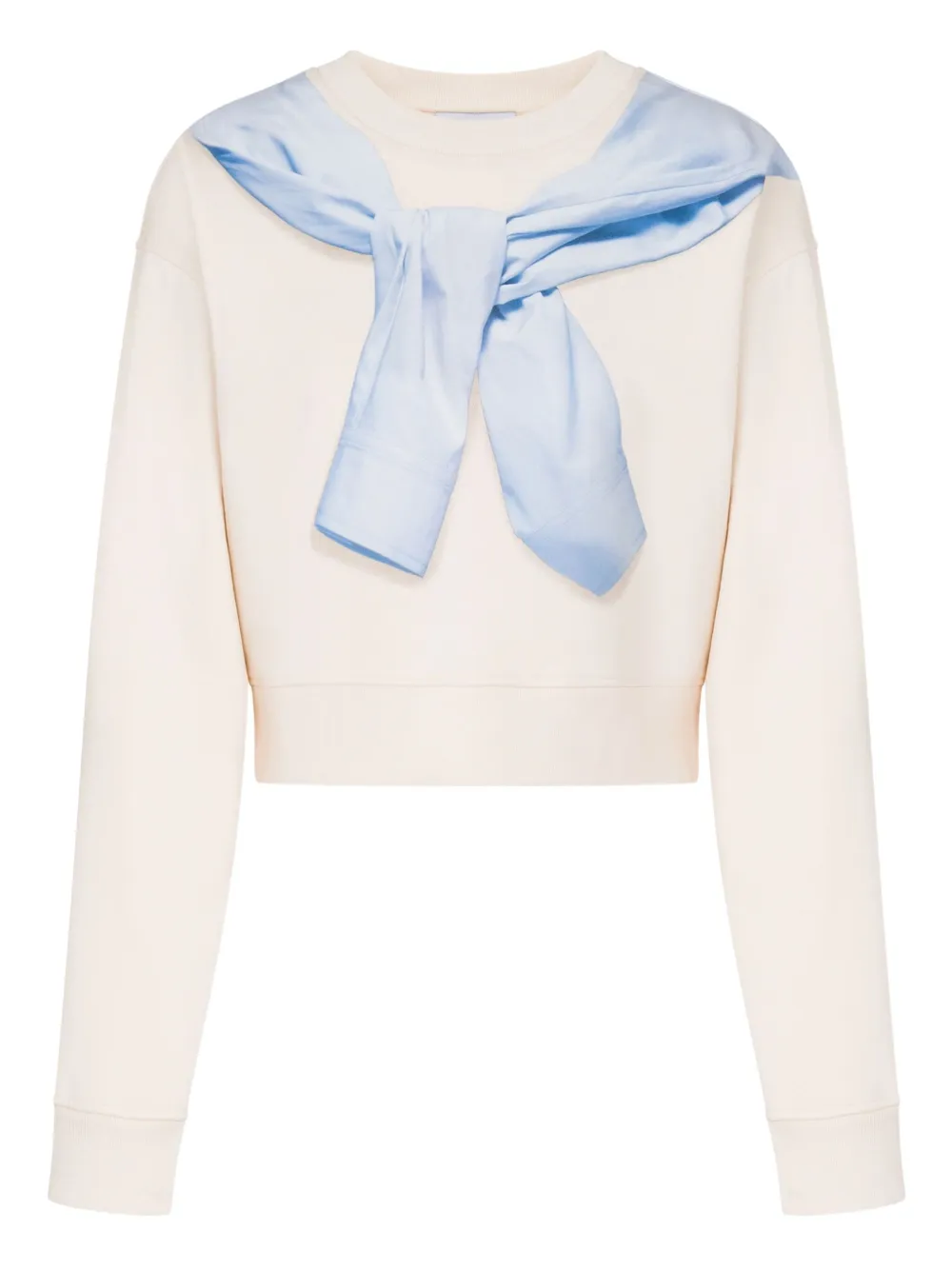 MOSCHINO JEANS Felpa crop con stampa Trompe-l'oeil - Bianco