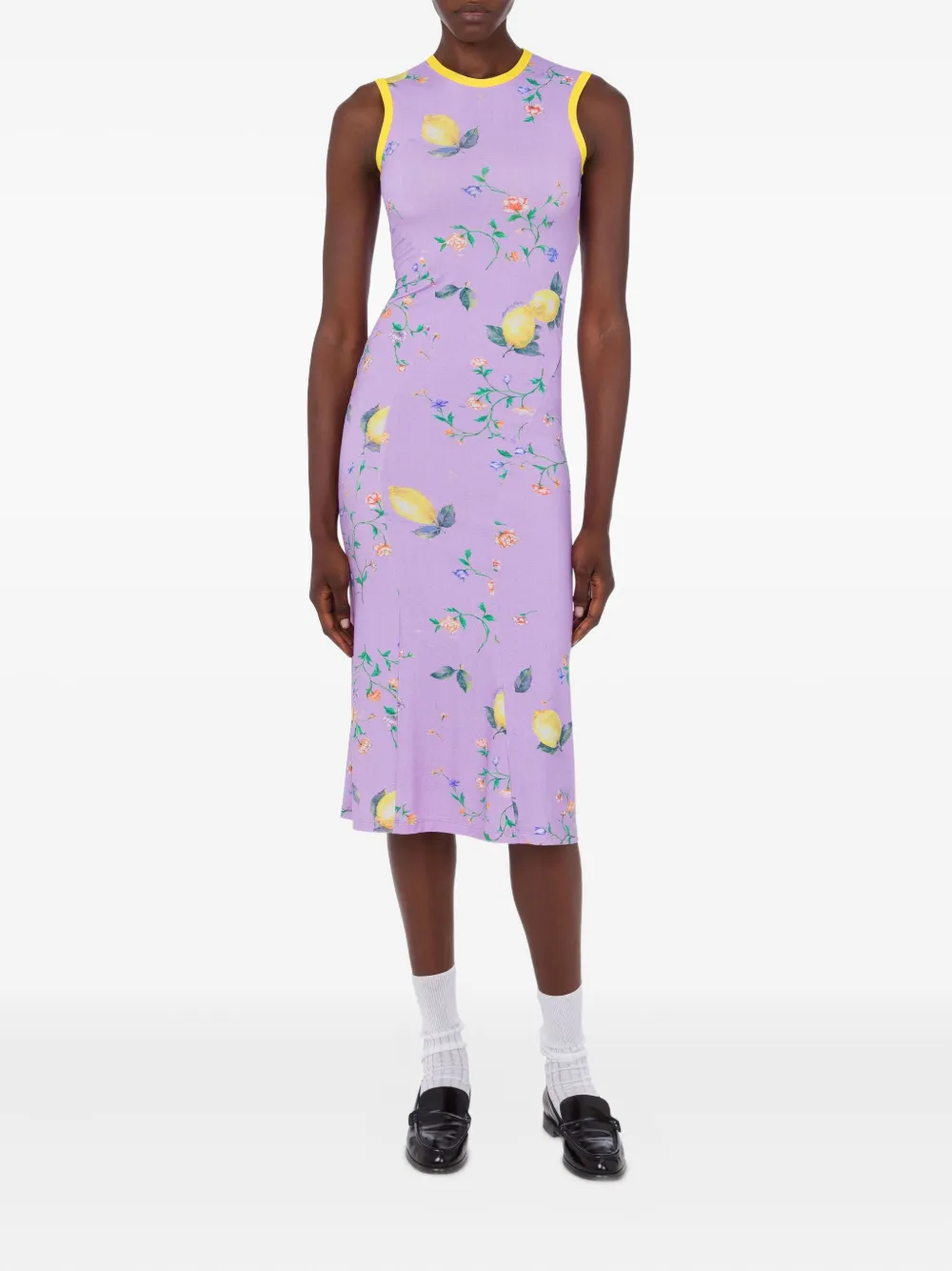 MOSCHINO JEANS Midi-jurk met bloemenprint Paars