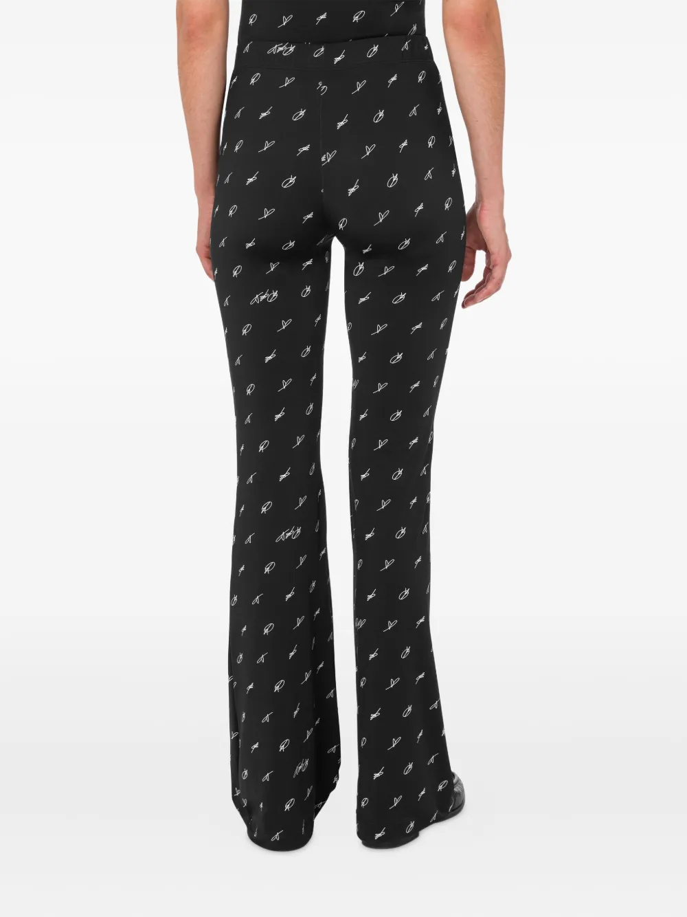 Moschino Printed Flared Trousers In Black