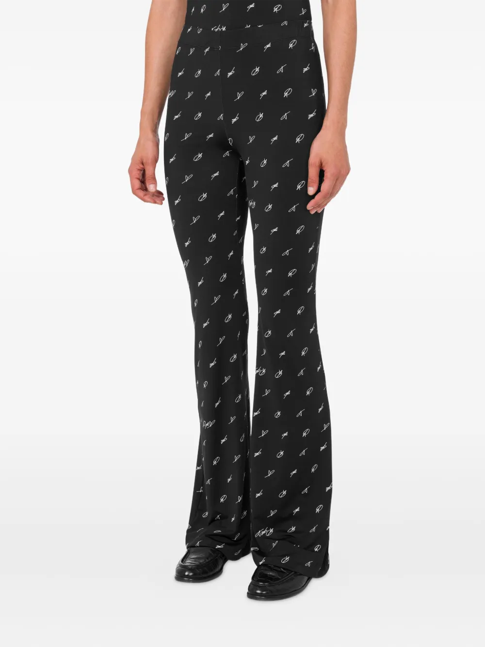 MOSCHINO JEANS printed flared trousers - Zwart
