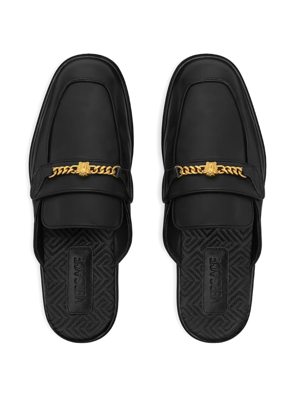 Versace Medusa leren muiltjes Zwart