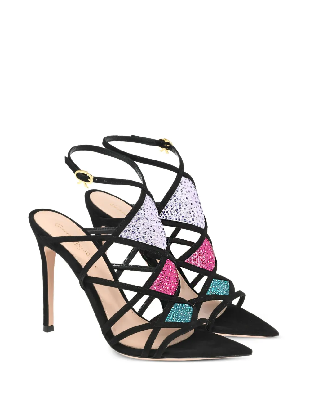 Gianvito Rossi Confetti Sandalen Mit Verziertem Riemen 105mm In Black