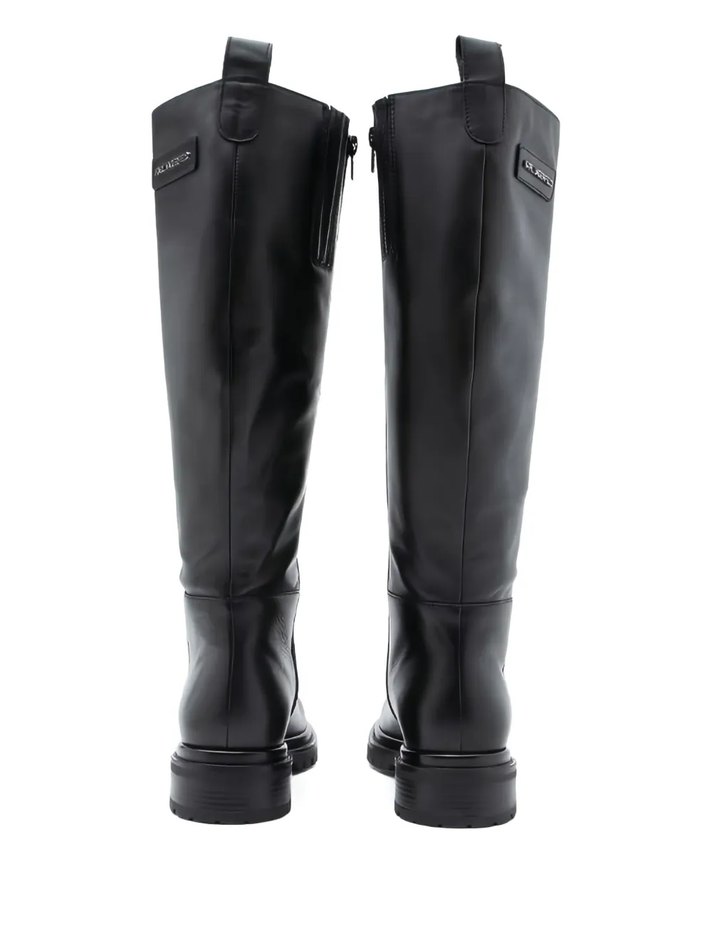 Karl Lagerfeld Knielaarzen met logodetail en rits Zwart