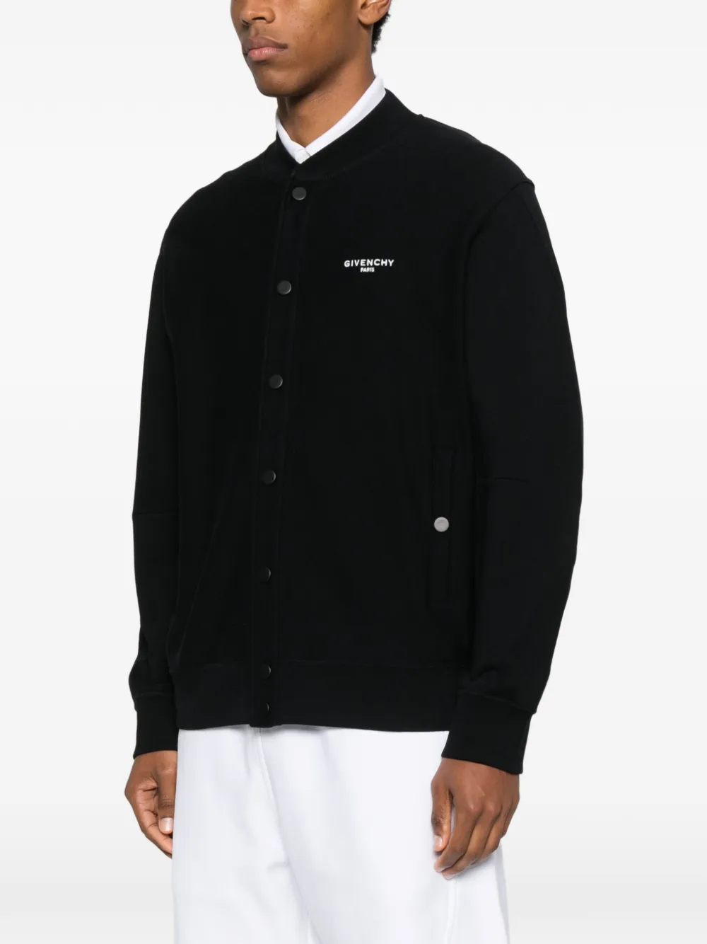 Givenchy Black Varsity Jacket With Bomber Collar And Logo Lettering On The Front In Cotton Man In Black