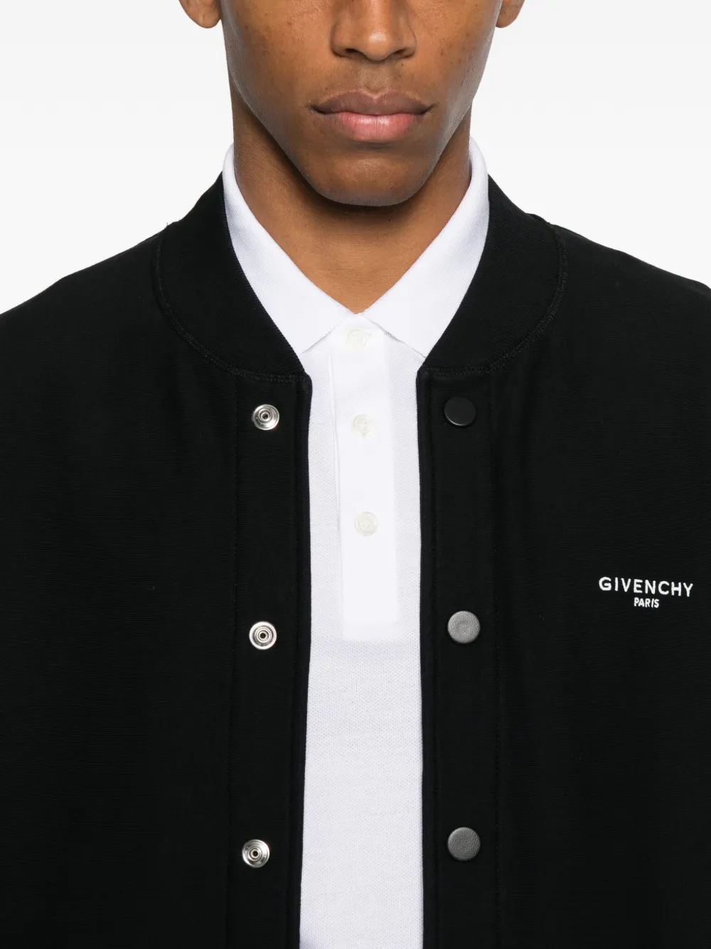 Givenchy Black Varsity Jacket With Bomber Collar And Logo Lettering On The Front In Cotton Man In Black