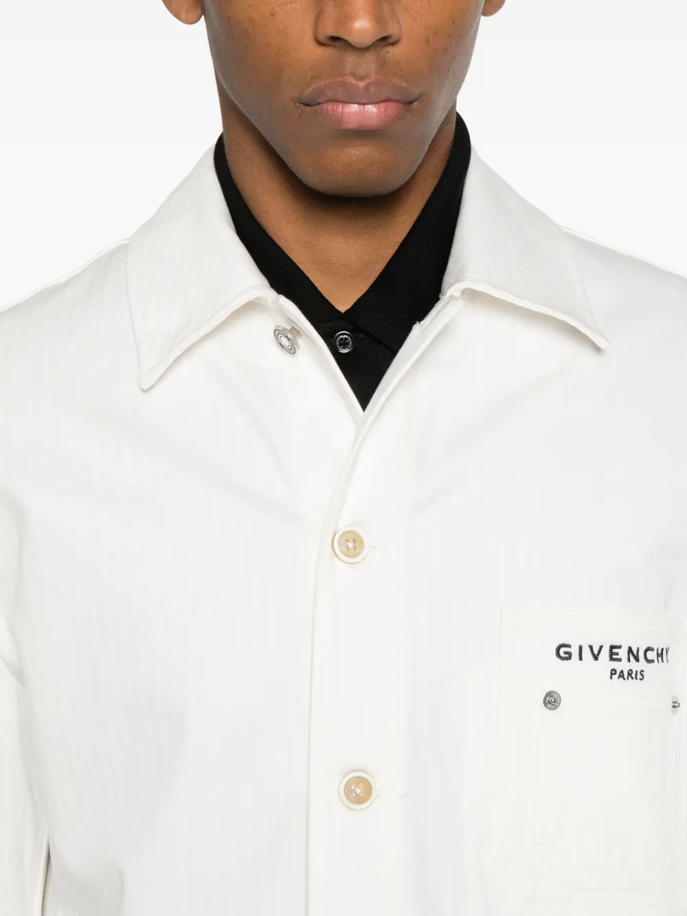 Givenchy Long Sleeve Denim Cotton Jacket With Pocket In Neutral
