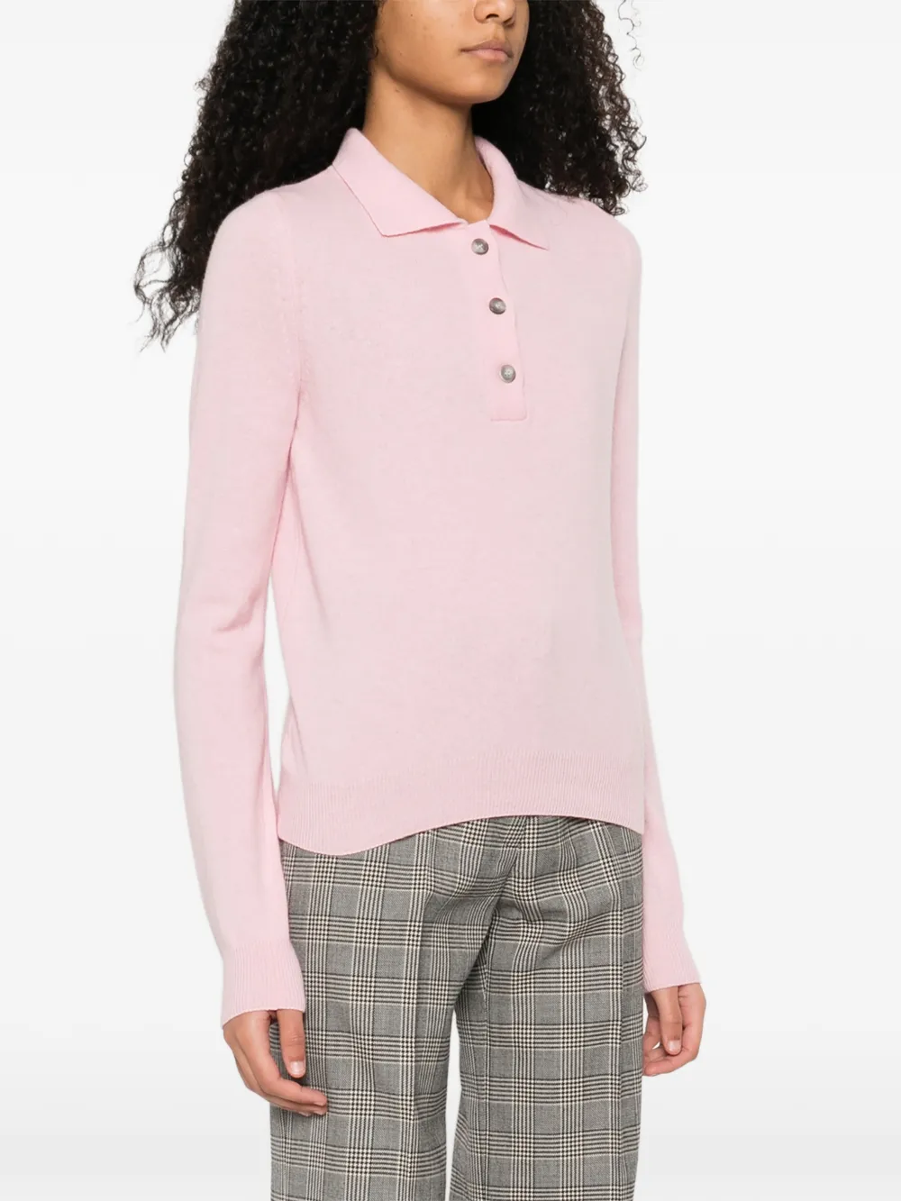  A.m.g. Buttoned Polo Top - Pink 