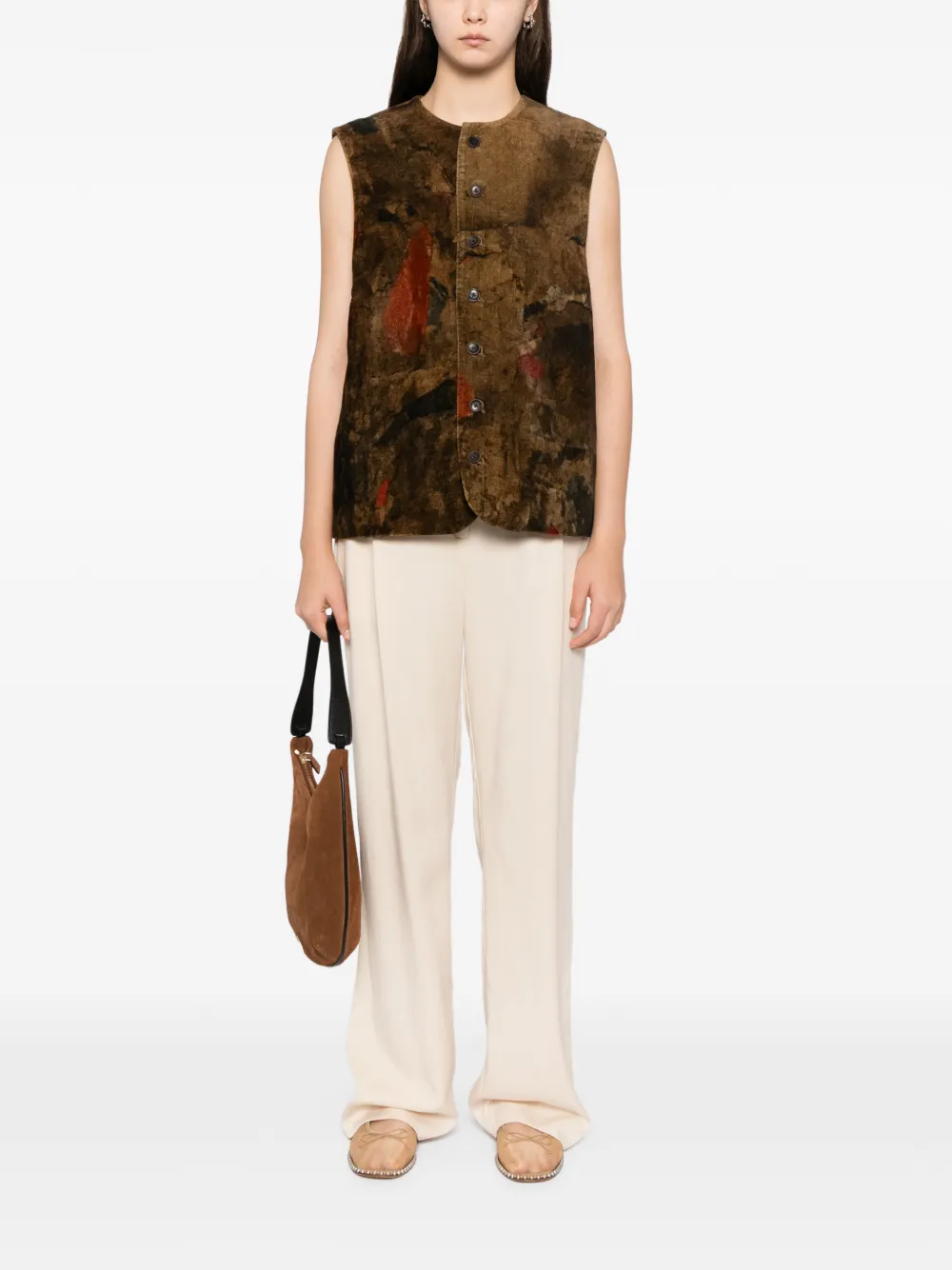 Uma Wang Fluwelen gilet Bruin