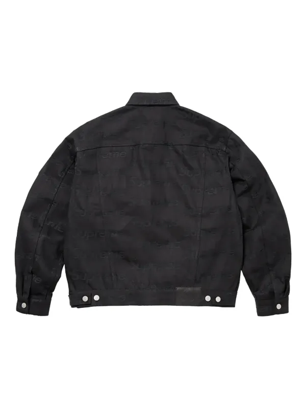 Supreme Jacquard Logos Denim Trucker Jacket | Black | FARFETCH