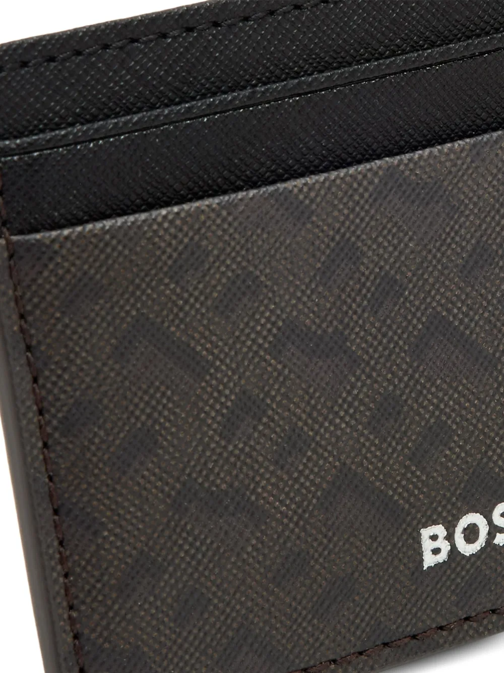 BOSS Pasjeshouder met logo-reliëf Bruin