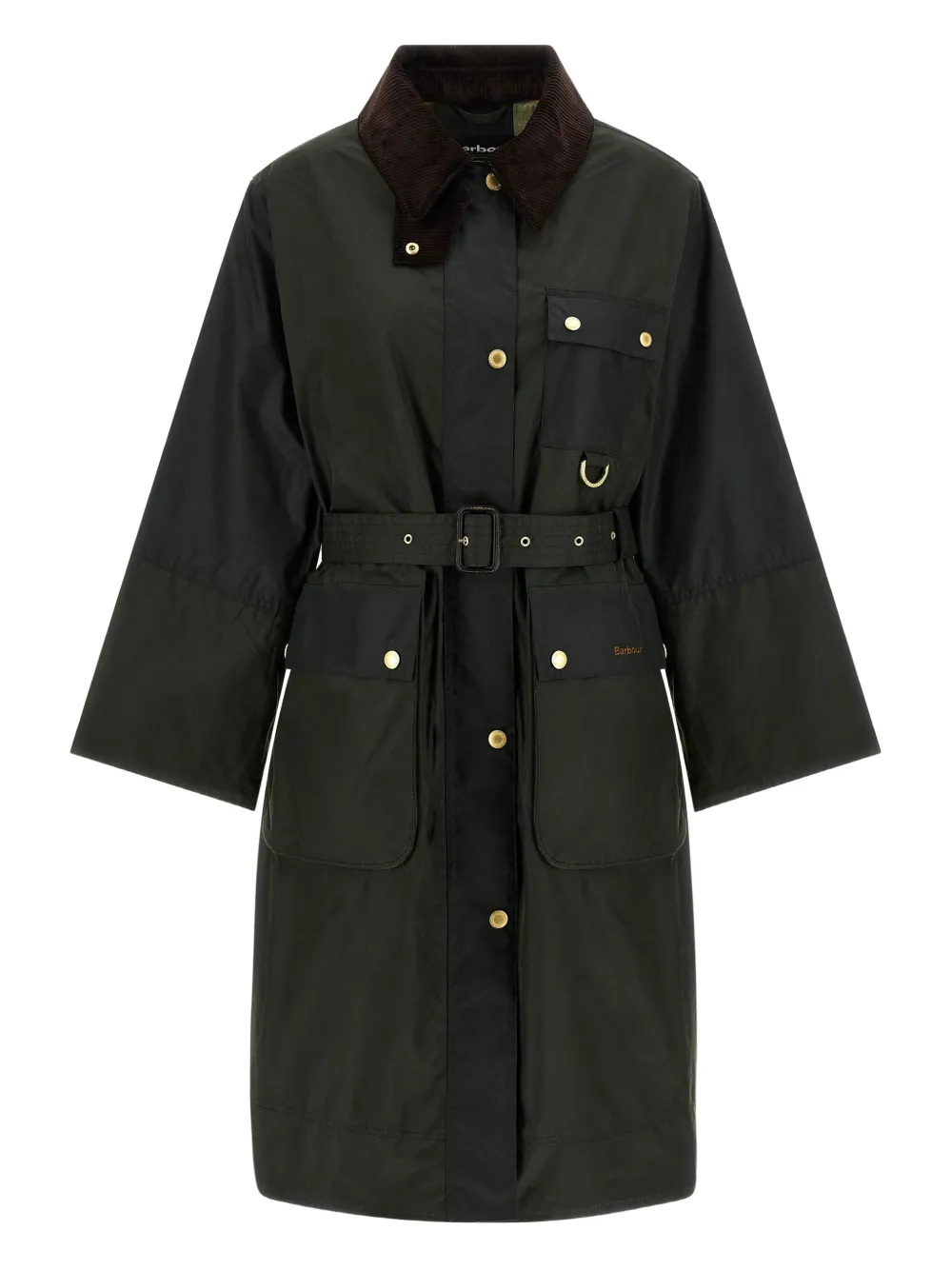 Barbour Milda Waxed Trench Coat In Green