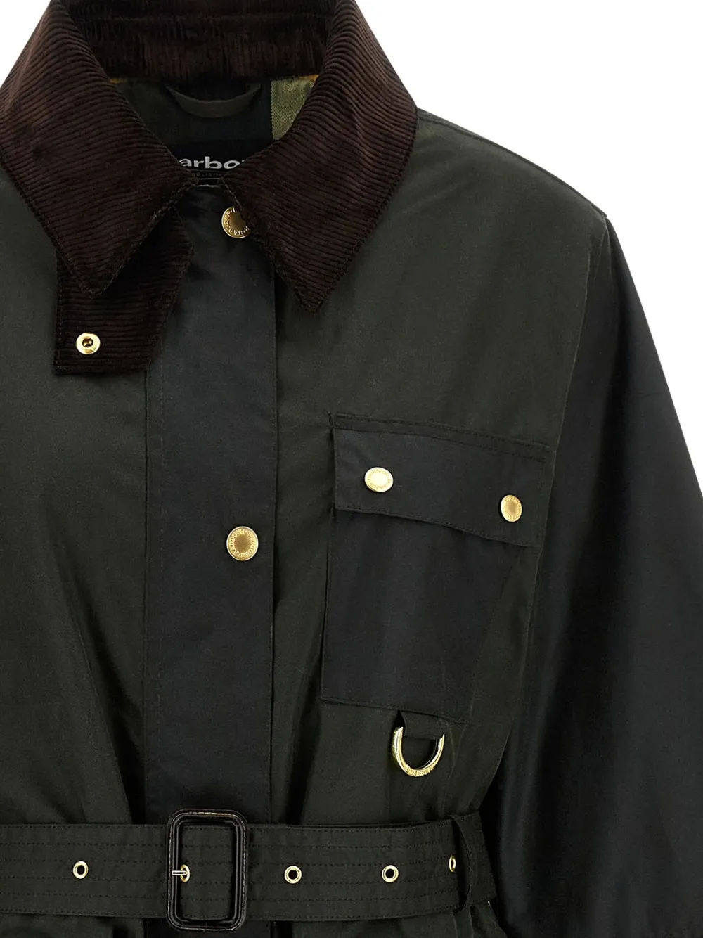 Barbour Milda Waxed Trench Coat In Green