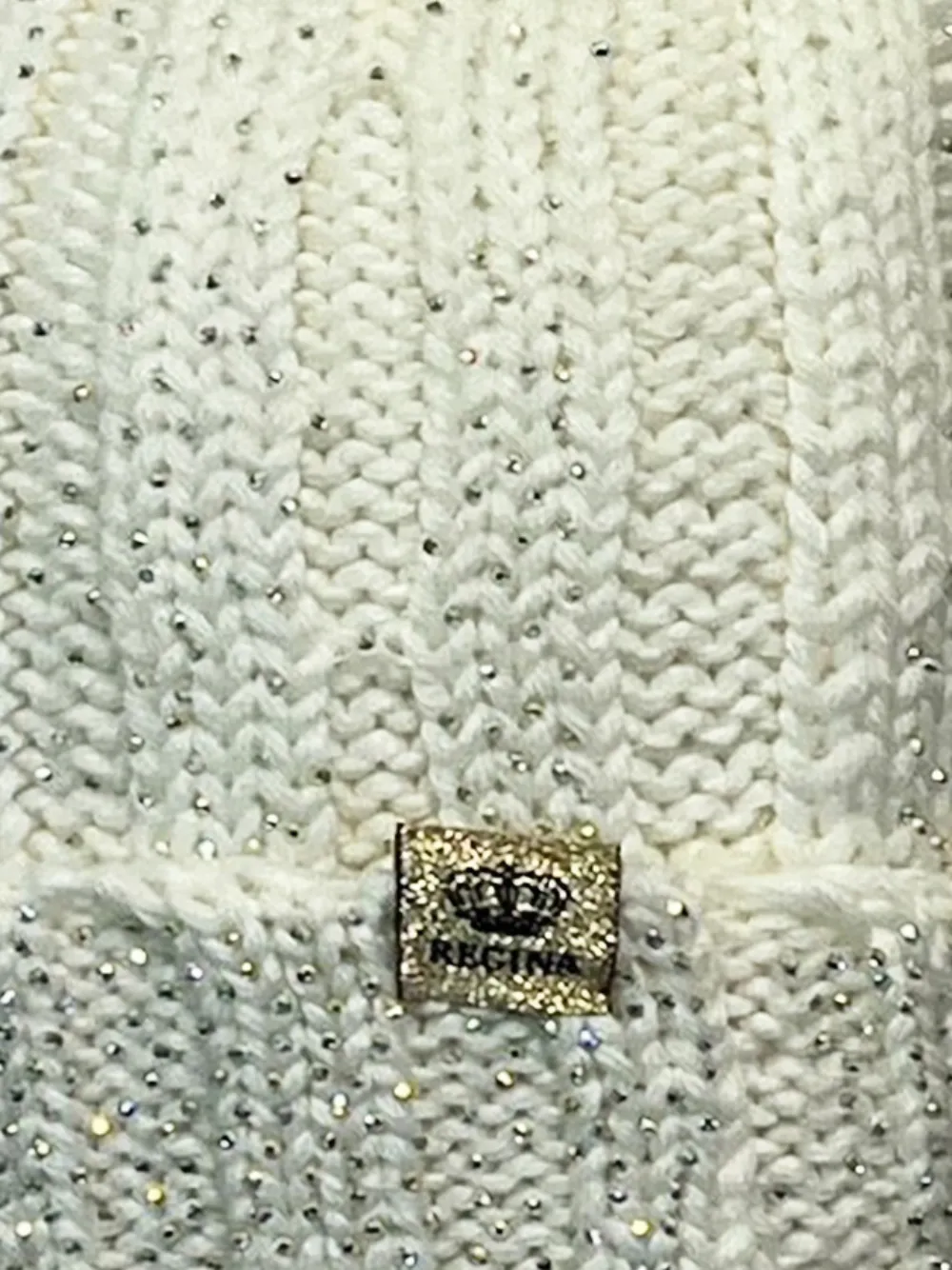 cuffie regina pompom logo-detail beanie hat Beige