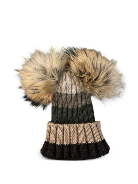 cuffie regina pompom striped-pattern beanie hat