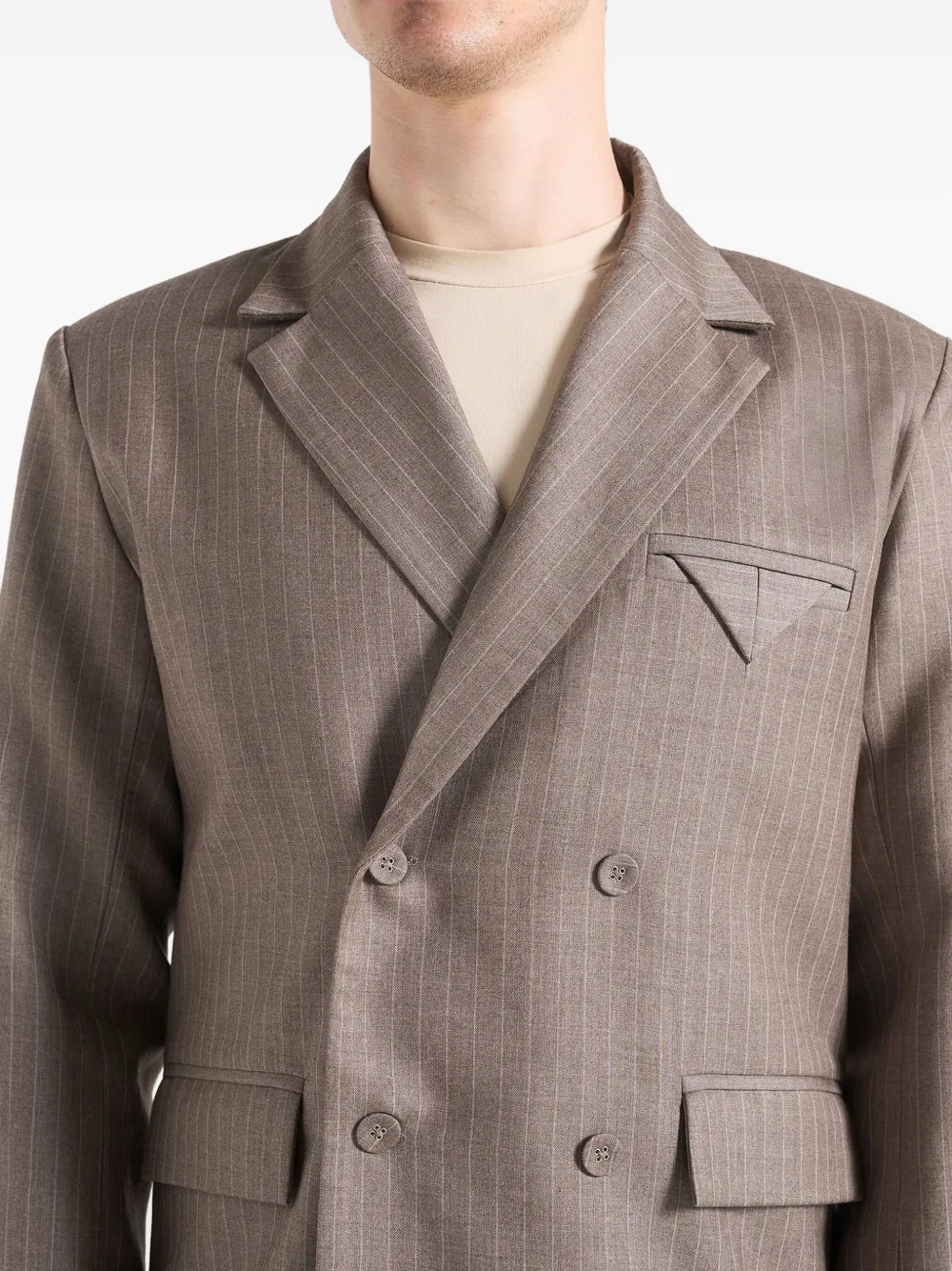 Manière De Voir Didier blazer met dubbele rij knopen en krijtstreep Bruin