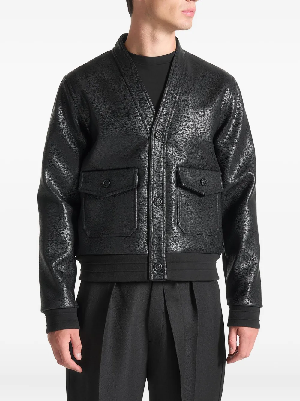 Manière De Voir faux-leather jacket - Nero