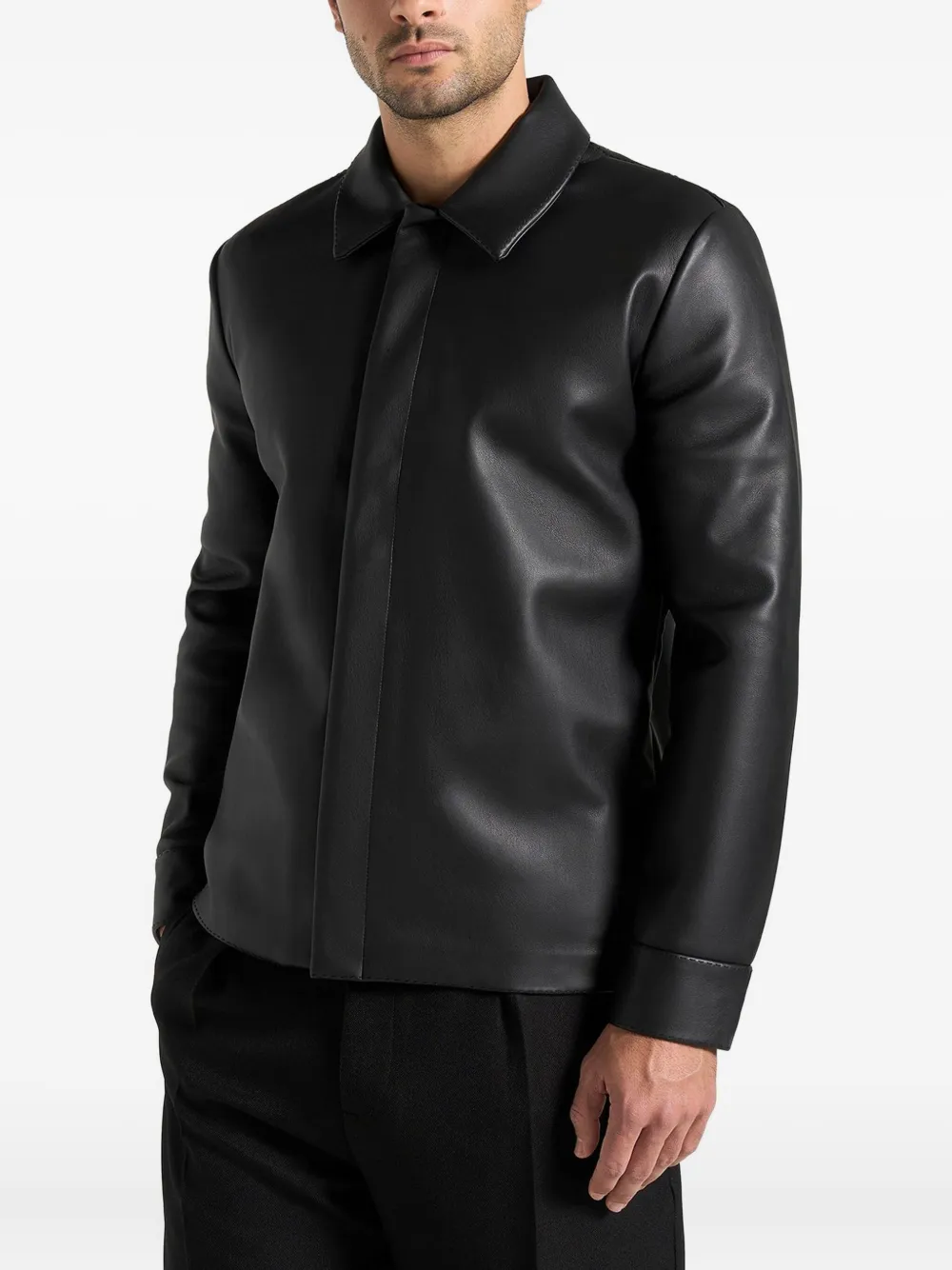 Manière De Voir Shirtjack van imitatieleer Zwart