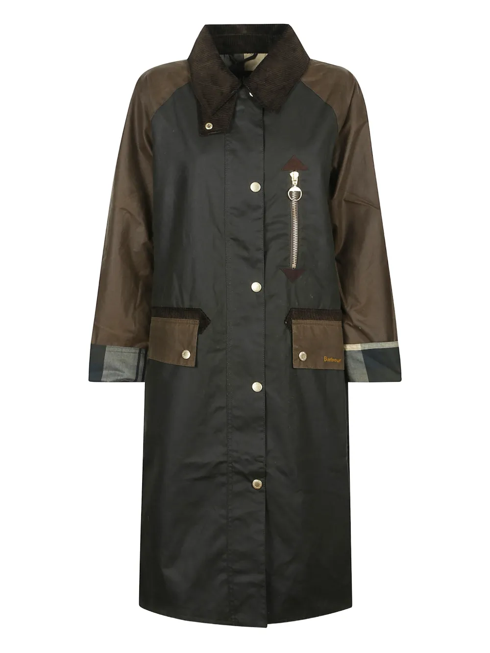 Barbour Evette ribbed-collar flap-pockets coat - グリーン
