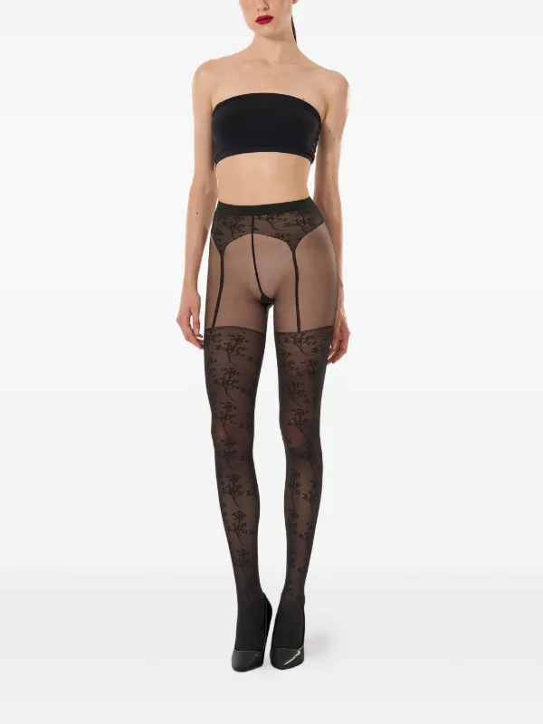 Wolford Passion Flower Floral Tights | Black