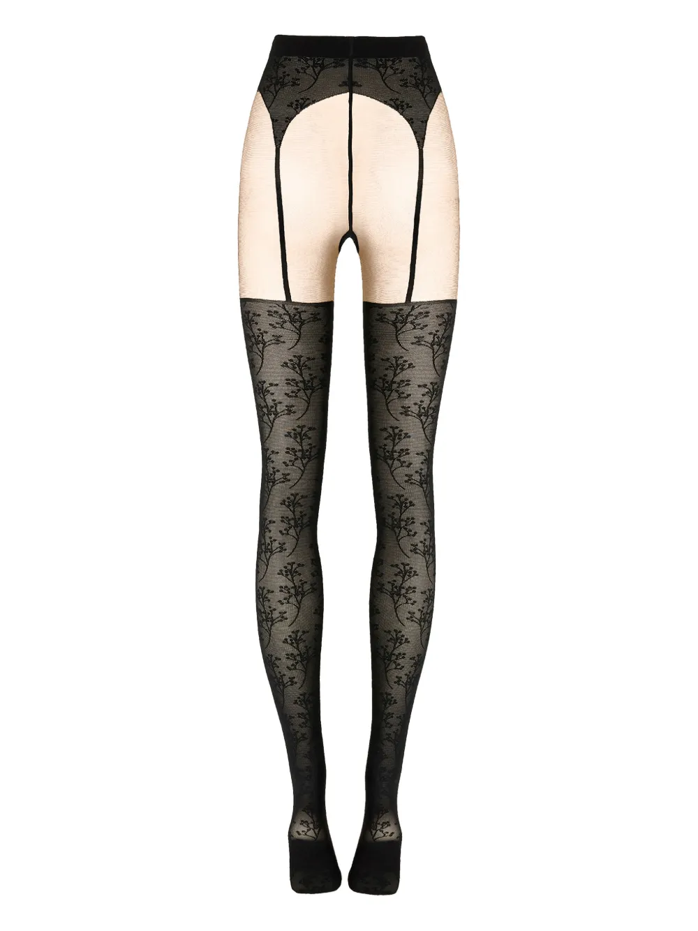 Wolford Panty met bloemenprint Zwart