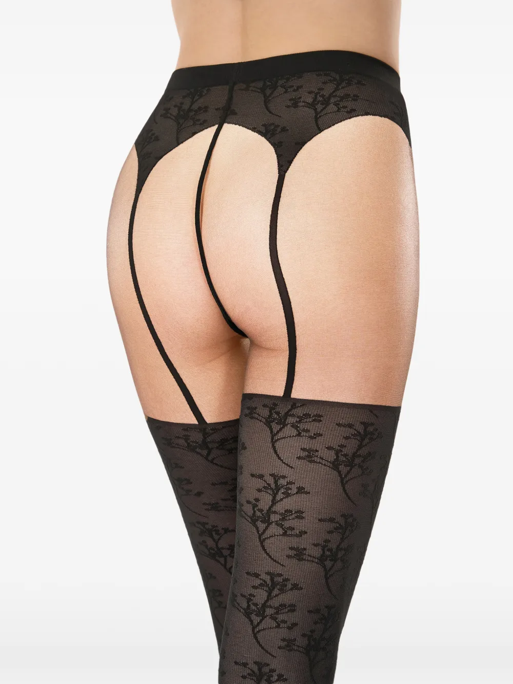 Wolford Panty met bloemenprint Zwart