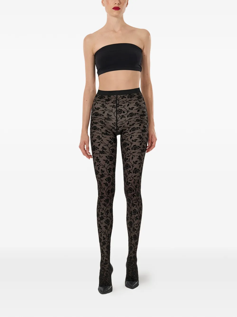 Wolford Panty met bloemenprint Zwart