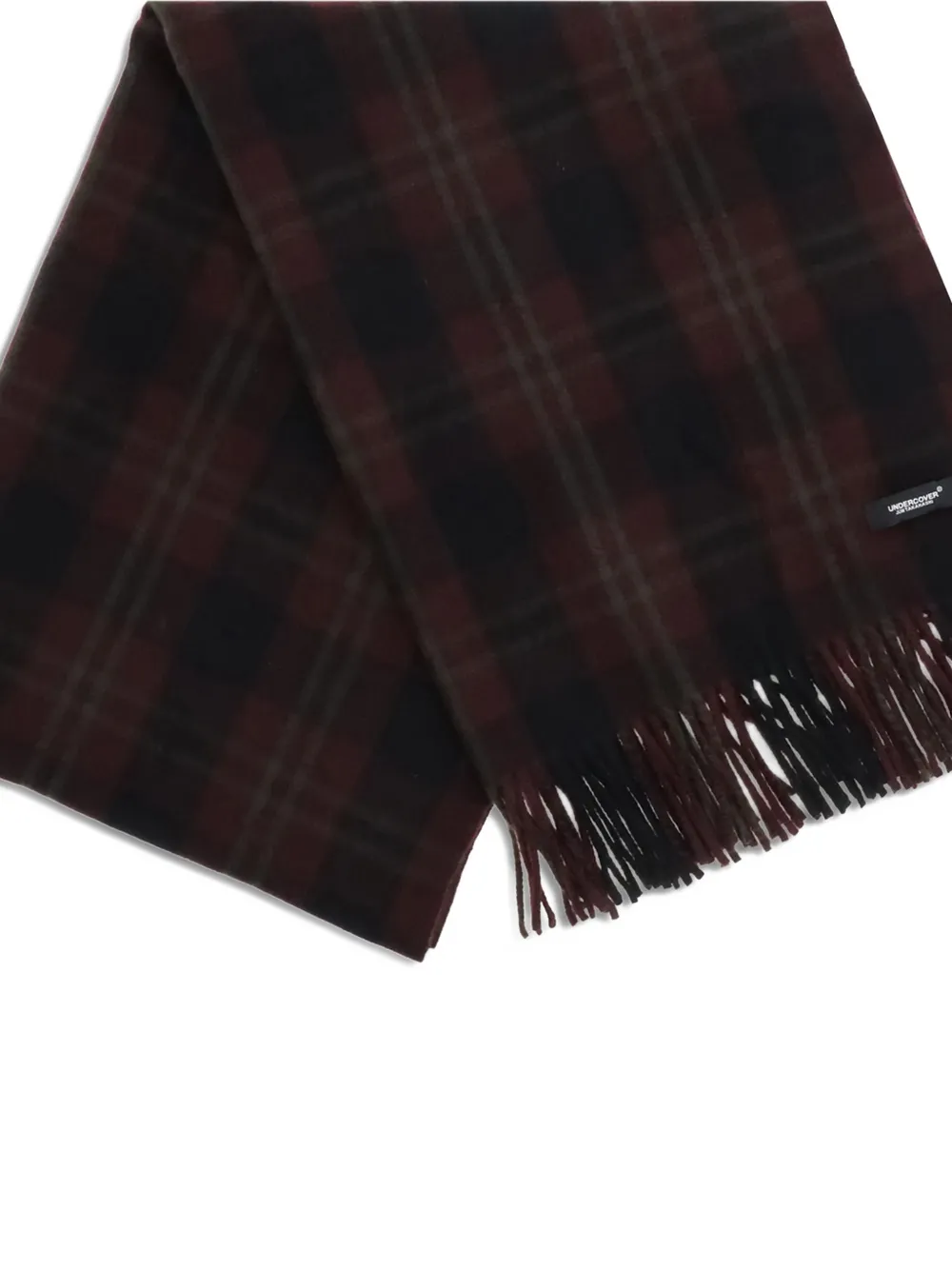 Undercover Fringed Checked Scarve In Black